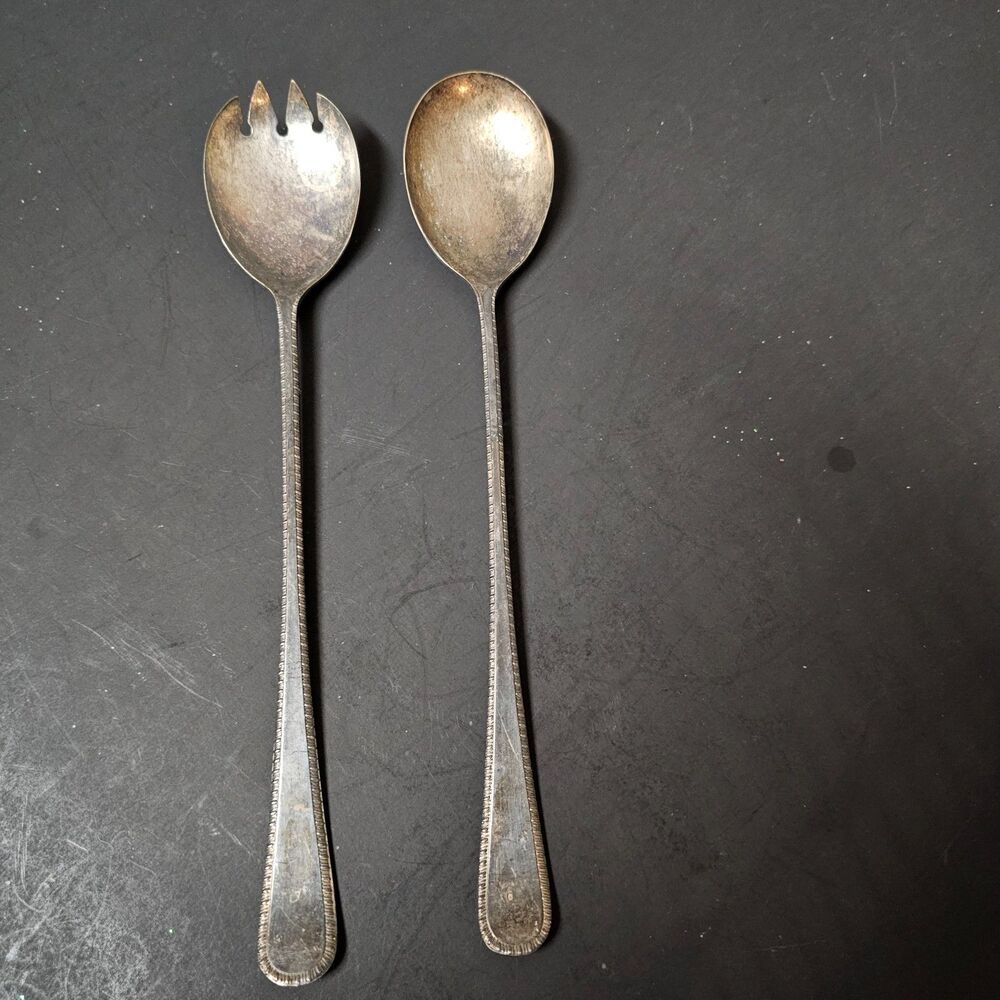 Vtg Silver Plated Serving Spoon Fork Set WA E.P.N.S. Made in England 10.5"
